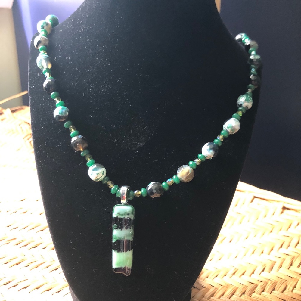 Unique Green and black necklace